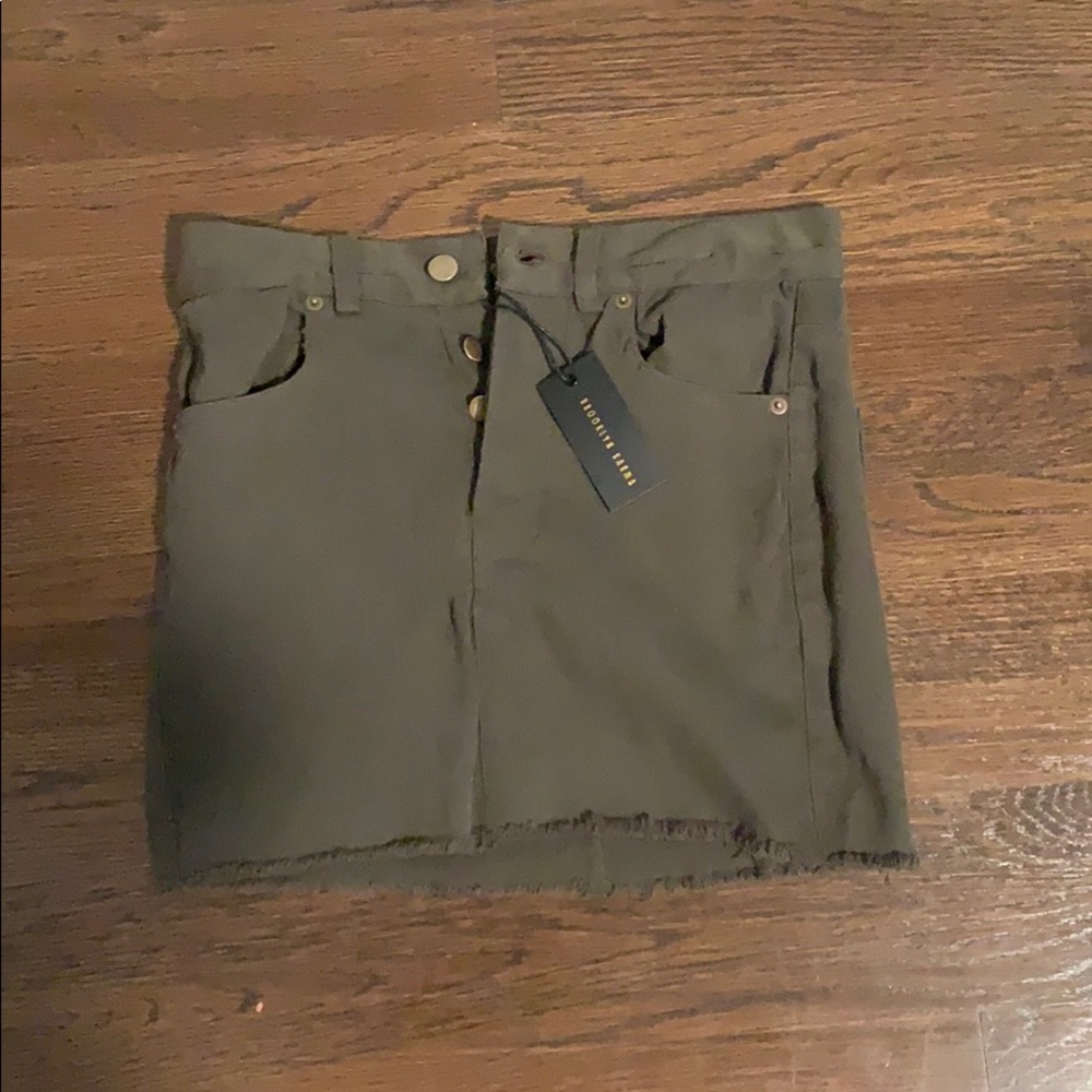 Olive green mini skirt